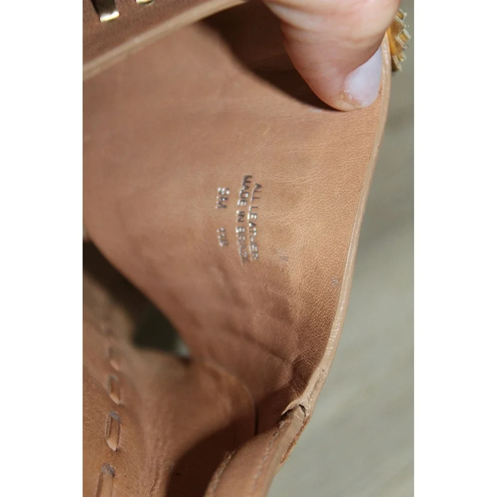 Tory Burch Tan Leather Gold Medallion Thong Slingback Stiletto Heels Size 9M